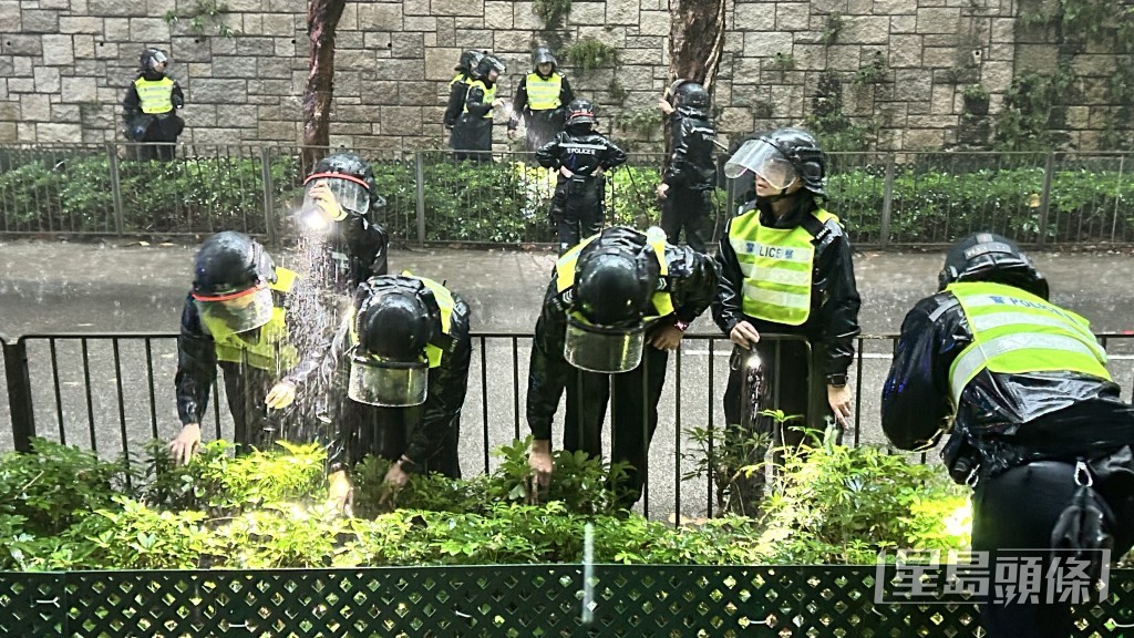 屍體上身與下身跌在不同花槽。蔡楚輝攝 屍體上身與下身跌在不同花槽。蔡楚輝攝