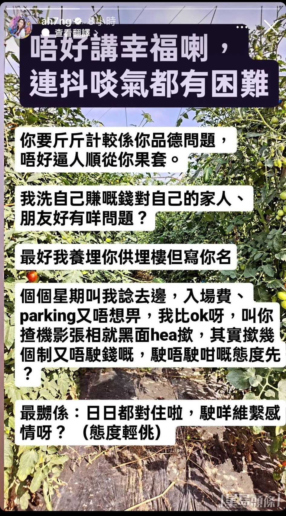 「阿七」吳嘉儀突然在IG限時動態連環出po,疑似爆seed鬧爆老公。 「阿七」吳嘉儀突然在IG限時動態連環出po,疑似爆seed鬧爆老公。