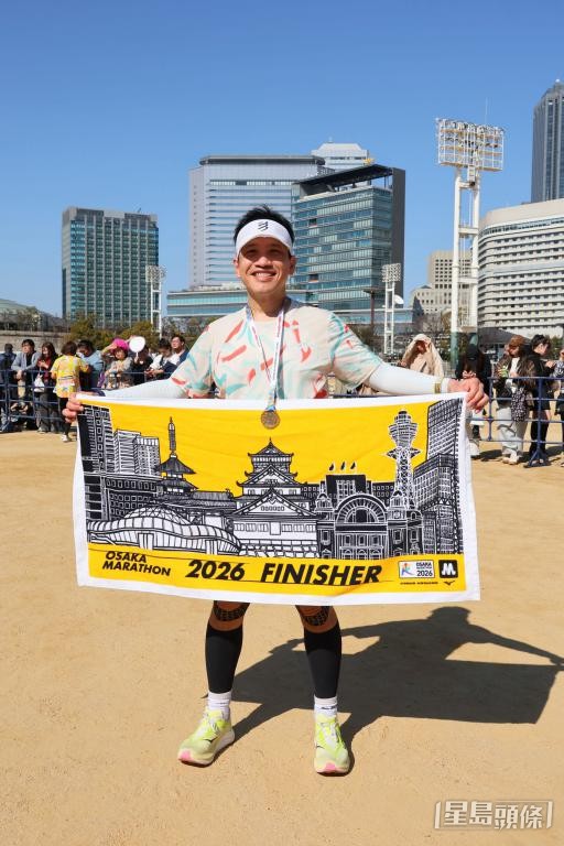 林緯遜熱愛長跑，上月參加大阪馬拉松，以個人最佳成績的3小時48分鐘完成賽事。 受訪者提供