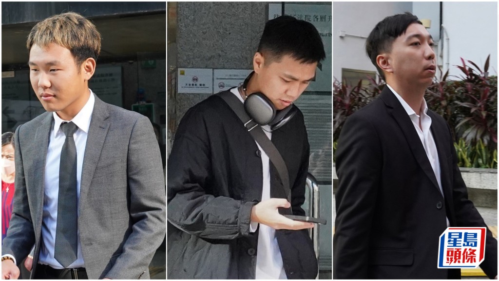 被告左起朱健君、許銘晉和馬健朗被判入獄6年。資料圖片