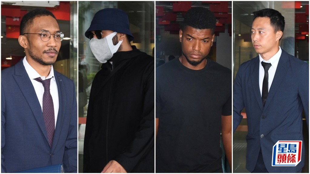 四名被告左起霍斌仁、Waheed Mohammad、盧斯安奴及屠俊翹。何君健攝