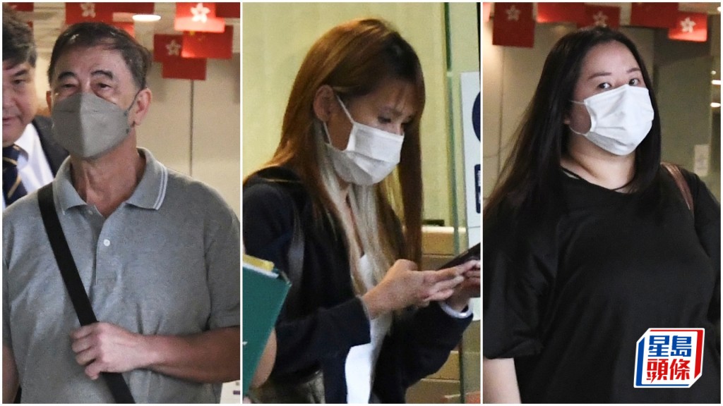 被告左起麥華勝、鍾靜君、張錦寧，連同麥劍坤、林文健及鍾佩珍6人，被控串謀詐騙等罪提堂。何君健攝