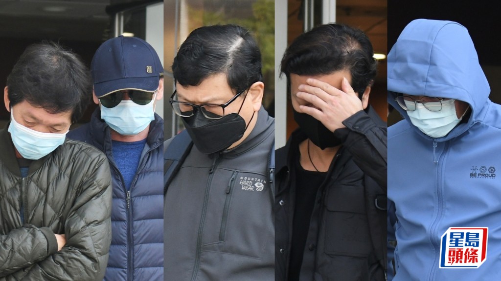  5被告由左至右：黄观胜、陈永坚、杨启光、骆天龙、陈志明。何君健摄