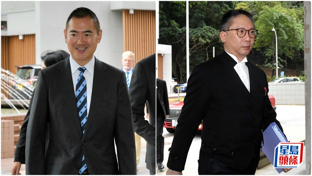 左為香港哥爾夫球會會長郭永亮，右為代表環保署長的資深大律師袁國強。何健勇攝