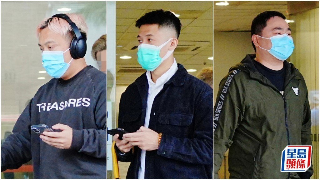 左起被告蘇俊賢、盧康銘及黃謙進。陳浩元攝