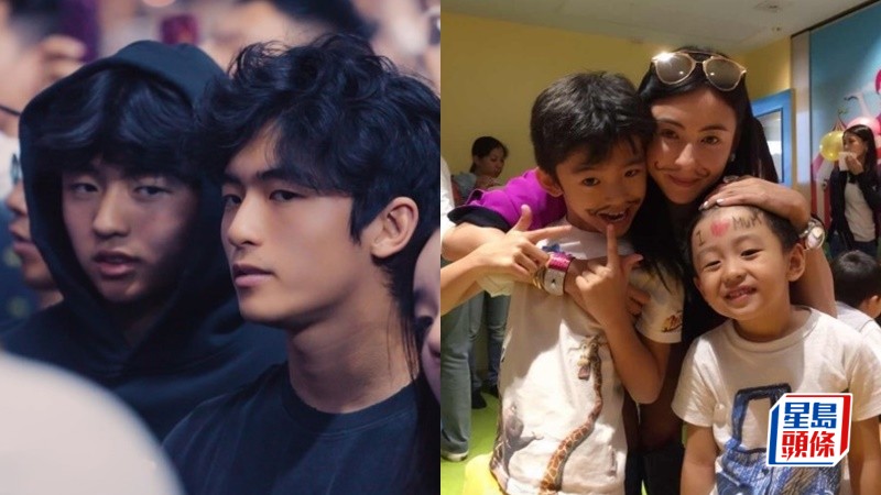 張栢芝3位兒子現身機場新照曝光  二仔Quintus發育驚人Lucas神情激似謝霆鋒  三仔一舉動惹熱議