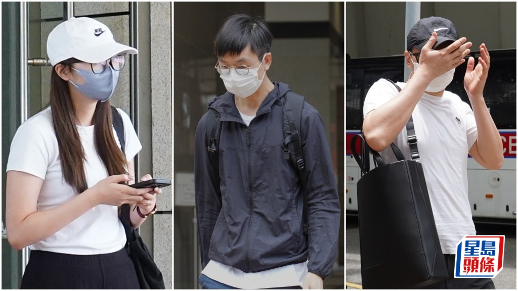 左起余鳳珍、劉承軒、李俊禧與陳映姍及林曉君同被控串謀盜竊提堂。葉偉豪攝