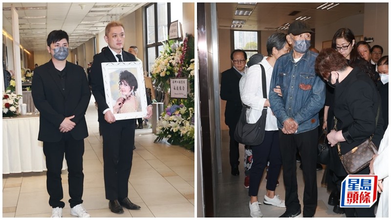 施明喪禮丨李家鼎悲痛欲絕需人攙扶 李泳漢捧母親遺照李泳豪伴隨在側神情肅穆