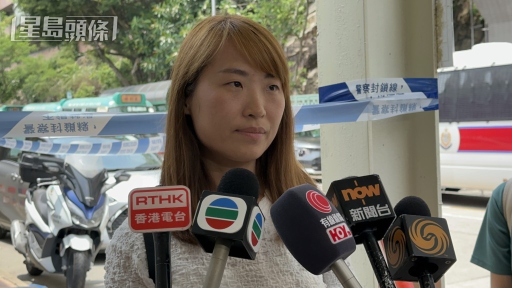 工權會總幹事蕭倩文指死者是一家經濟支柱,要求承建商向家屬提供即時援助。 工權會總幹事蕭倩文指死者是一家經濟支柱,要求承建商向家屬提供即時援助。