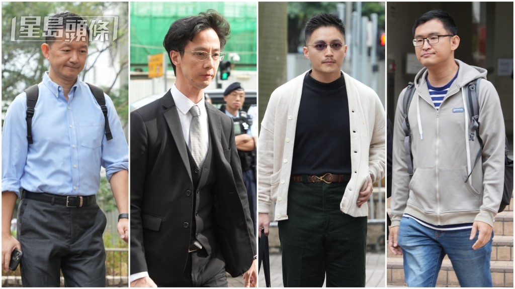 被告左起陳志全、柯耀林、李予信和施德來。吳艷玲攝 被告左起陳志全、柯耀林、李予信和施德來。吳艷玲攝