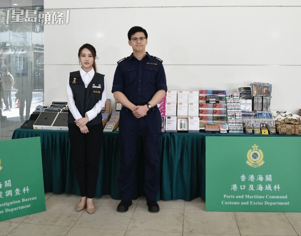 有组织罪案调查科调查主任胡雪儿，与港口及海域科署理高级督察阮嘉贺。
