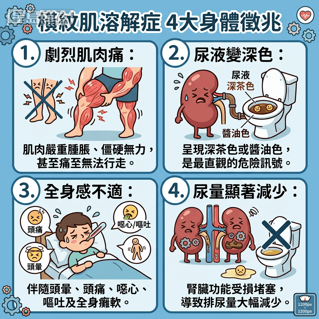 橫紋肌溶解症4大身體徵兆 橫紋肌溶解症4大身體徵兆