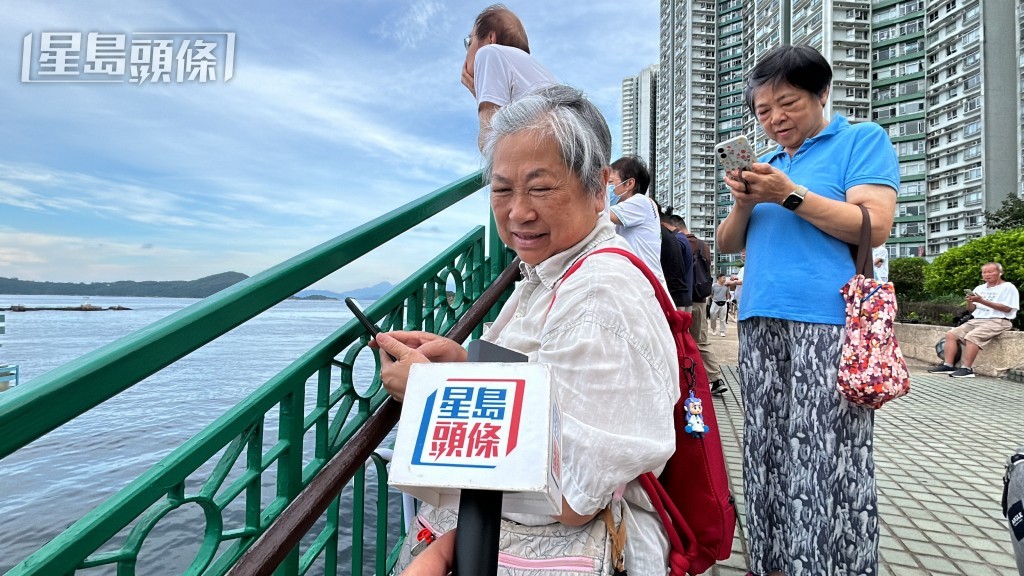 居住太和的黃女士今晨特意前往海怡半島，觀賞訪港的山東艦航母群。