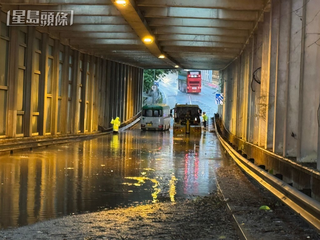荃錦交匯處通往象鼻山路的支路水浸。