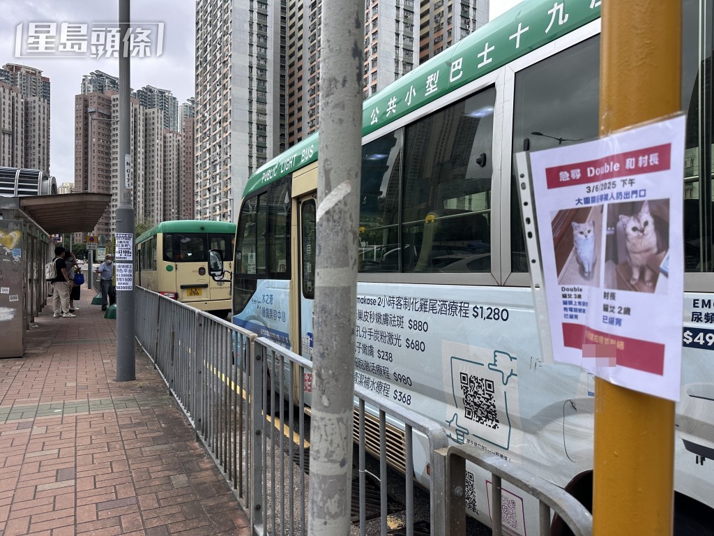 女主人貼出告示尋貓。梁國峰攝 女主人貼出告示尋貓。梁國峰攝
