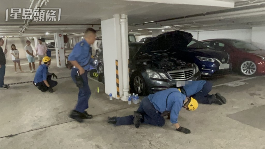 小貓躲到另一車輛底下。楊偉亨攝 小貓躲到另一車輛底下。楊偉亨攝