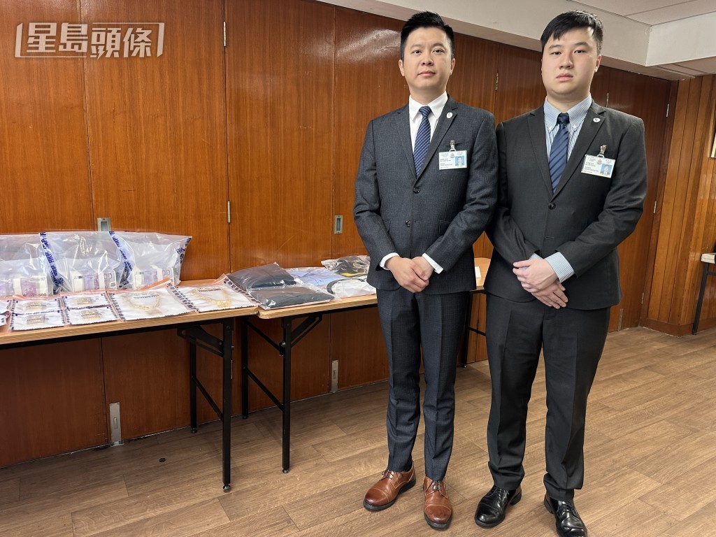 油尖警區刑事調查總督察陳熾華(左)及刑事調查隊高級督察陸智灝。 油尖警區刑事調查總督察陳熾華(左)及刑事調查隊高級督察陸智灝。