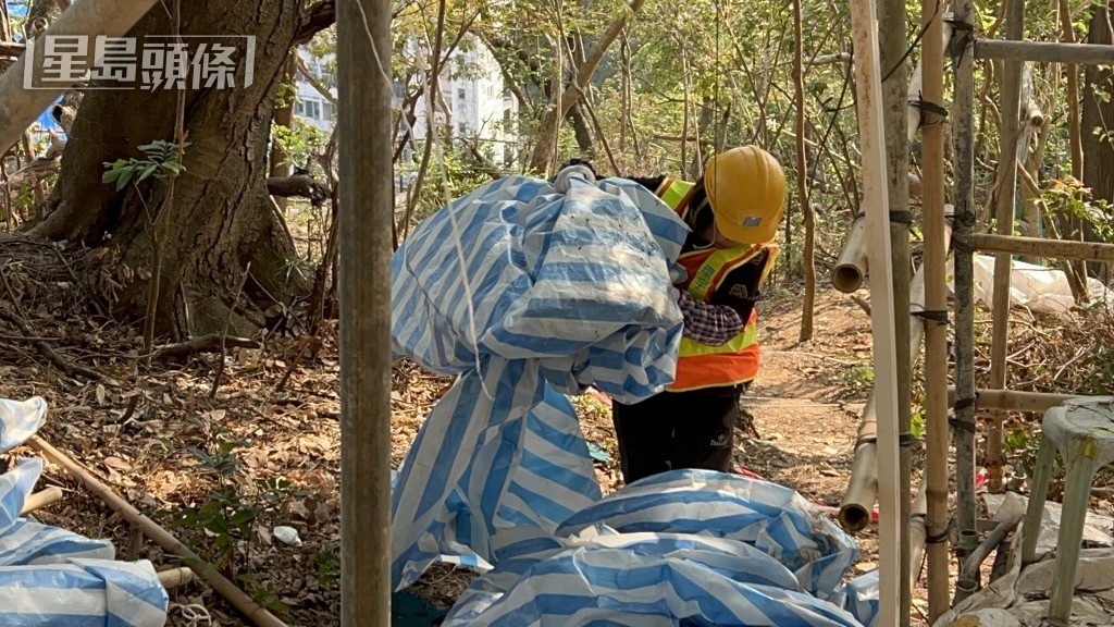 人員清拆竹棚、鐵通棚及帆布等非法構建物。 人員清拆竹棚、鐵通棚及帆布等非法構建物。