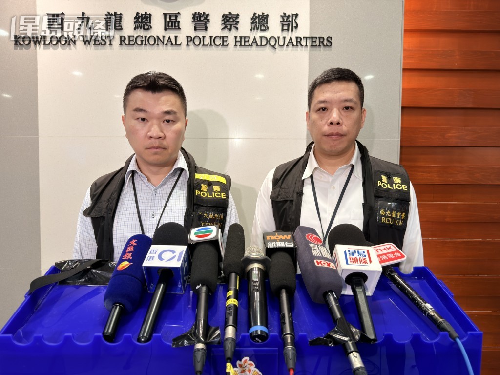 警方西九龍總區刑事部警司賈錦琳（左）及重案組第一隊總督察趙炳輝。