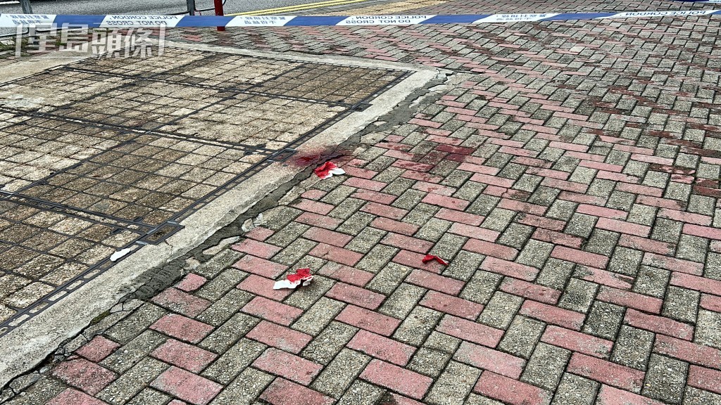 地上遺留血迹及染血紙巾。 地上遺留血迹及染血紙巾。
