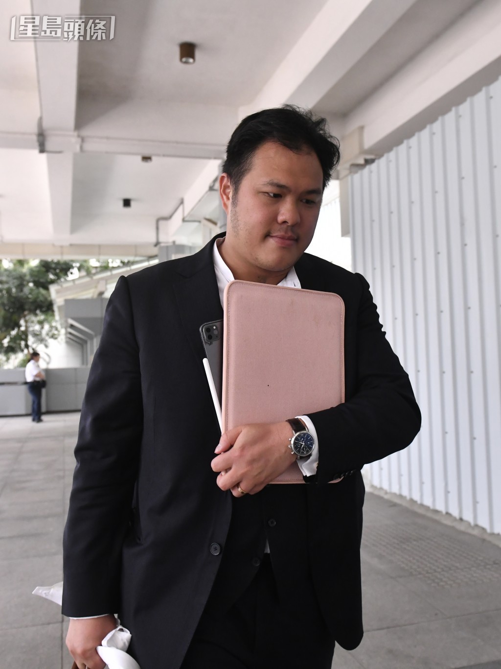 工會及記協代表譚俊傑大律師。陳極彰攝 工會及記協代表譚俊傑大律師。陳極彰攝