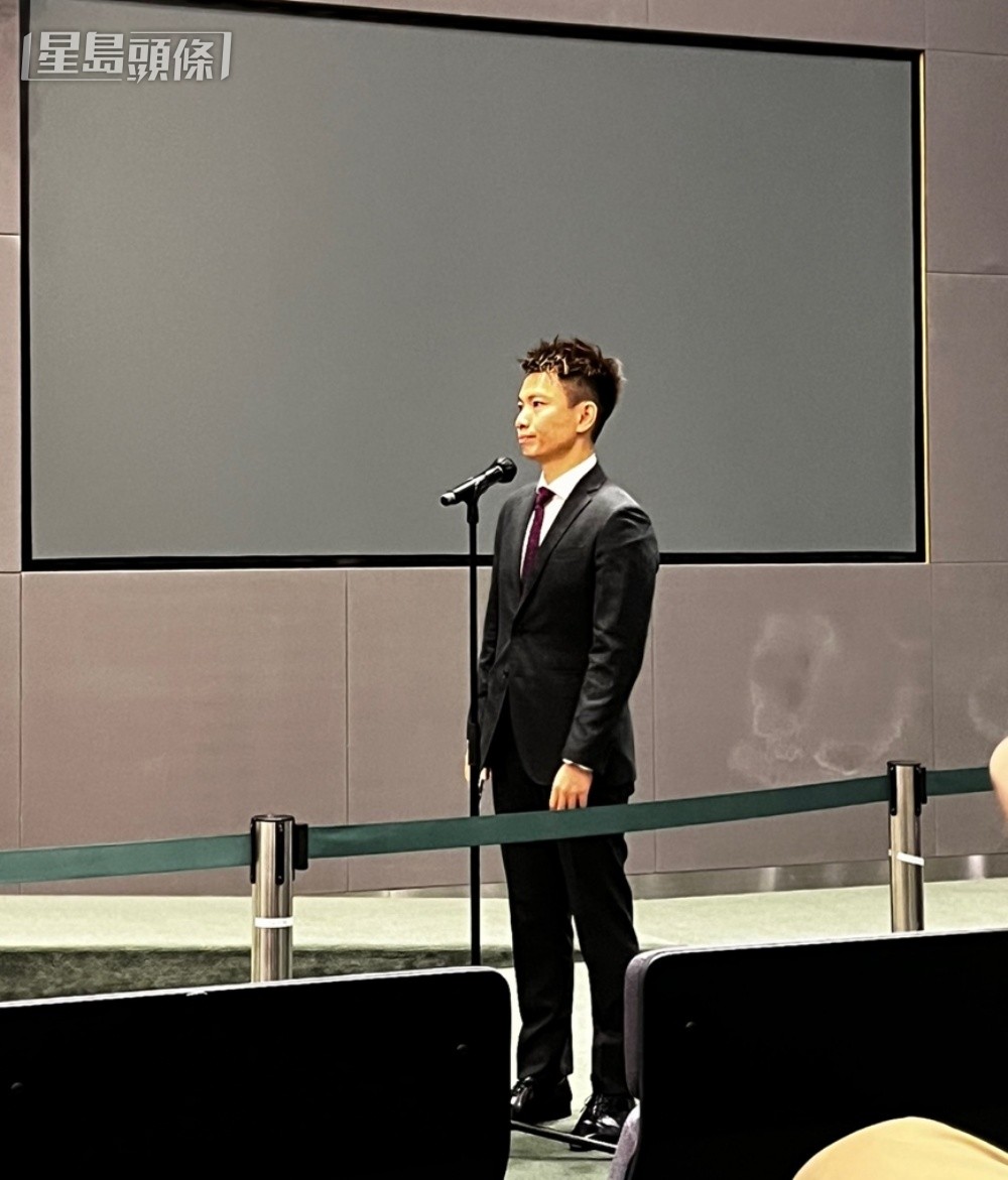 何梓滔今日首次主持行會前見記者環節。李健威攝