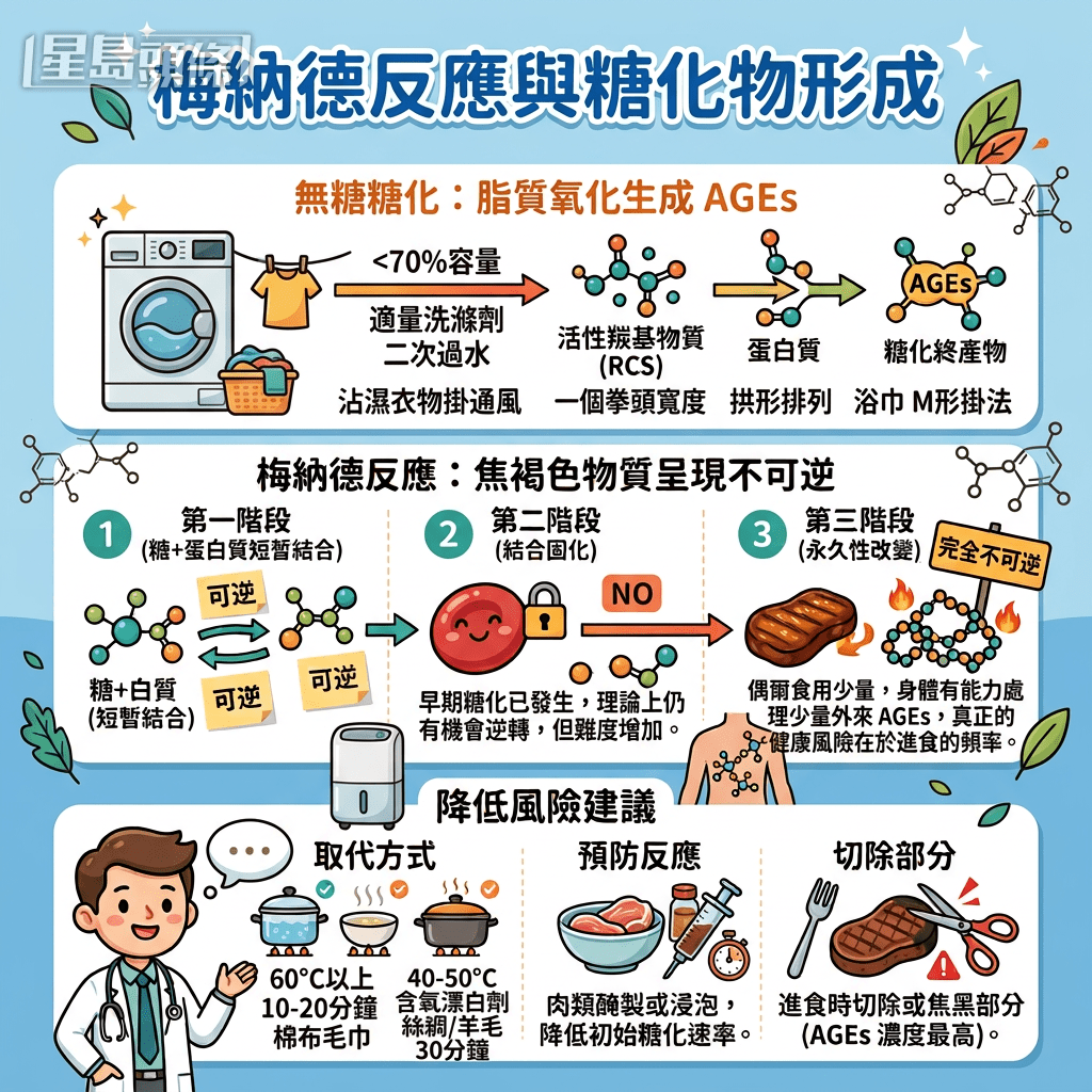 梅納德反應分3個階段 焦褐色物質為不可逆糖化呈現