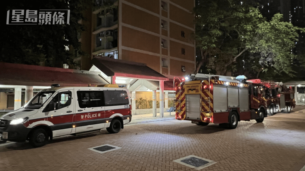 昨晚（1日）接近午夜12時，葵涌邨秋葵樓一個獨居單位起火，消防到場灌救，警方亦派員到場戒備。黎志偉攝