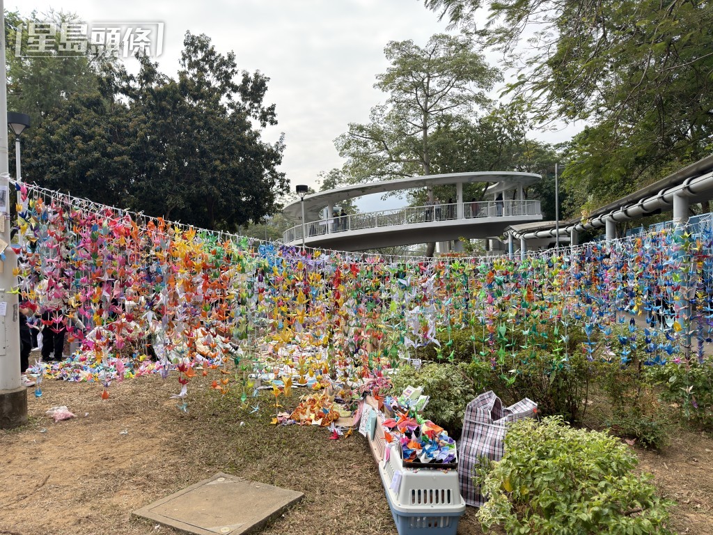 市民折紙鶴悼念死者。 市民折紙鶴悼念死者。