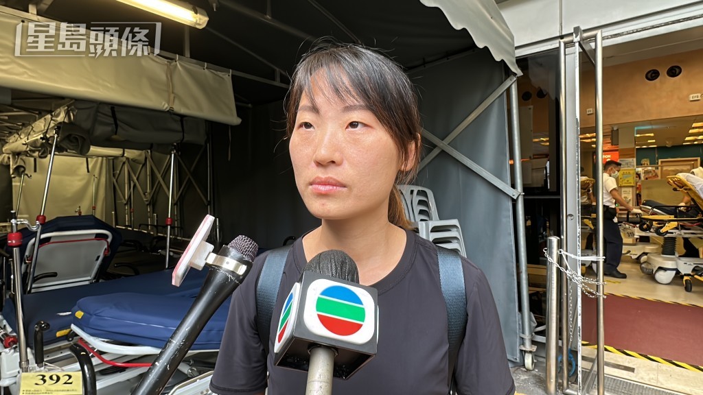 工權會蕭倩文到醫院了解事件。劉漢權攝