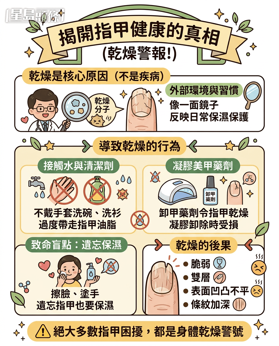 为甚么指甲有竖纹、凹凸不平、变脆分层？