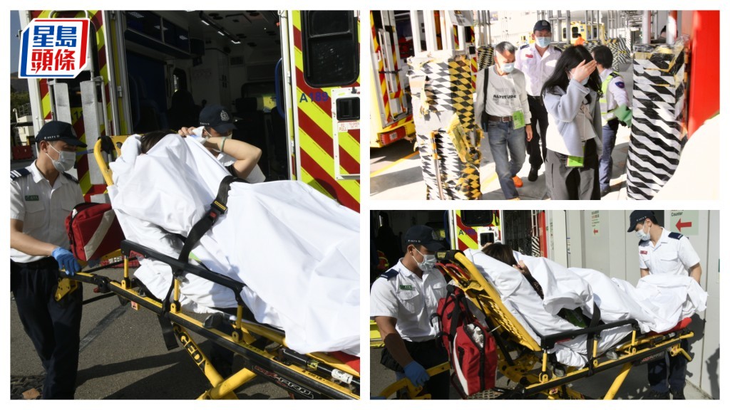 多名傷者由救護車送往屯門醫院。楊偉亨攝