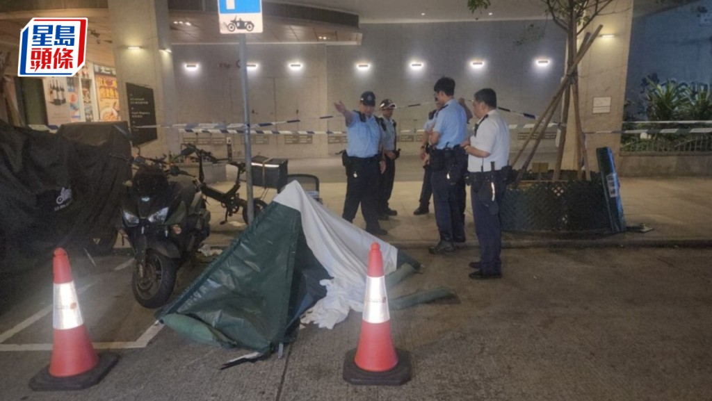 尖沙咀日前發生棄屍命案，警方到場用帳蓬掩蓋死者遺體。資料圖片