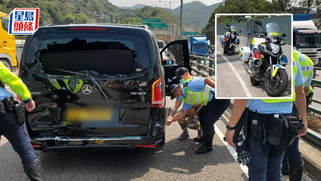 輕型貨車於屯門公路疑遭兩輛警察電單車撞上受損，貨車司機入稟區院索償。資料圖片