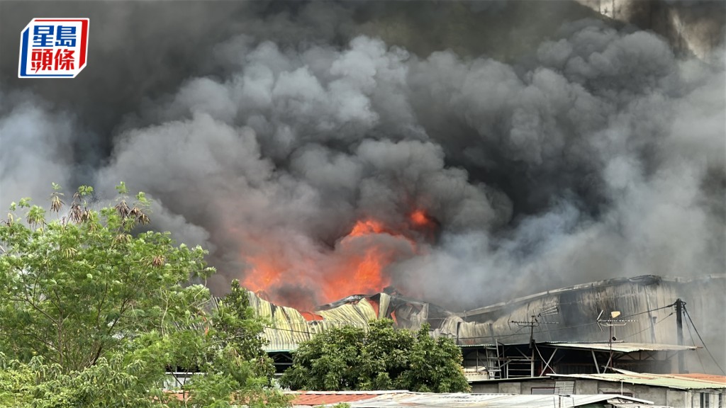 貨倉火勢猛烈。劉漢權攝