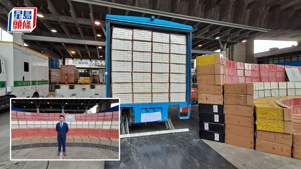 海關搗破兩儲存倉檢值5700萬走私香煙。林思明攝