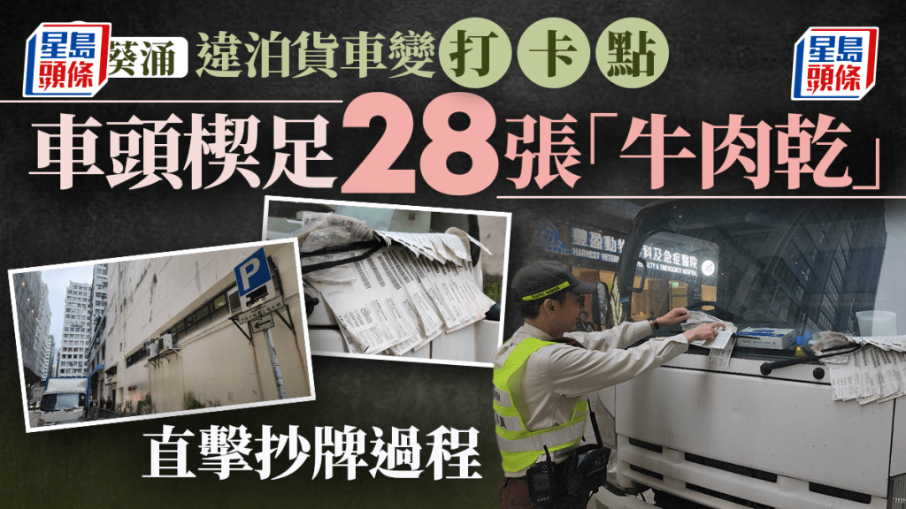 葵涌貨車違泊奇景直擊 車頭整齊楔28張告票「成本書咁厚」 