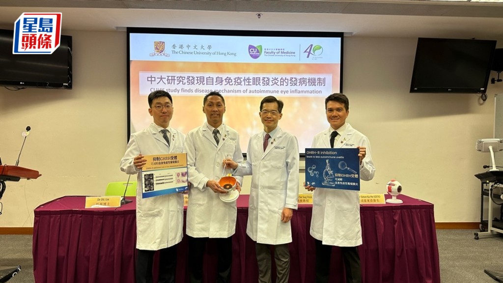 中大醫學院研究團隊,發現誘發自身免疫性葡萄膜炎的路徑GHRH,現時已有已註冊藥物可抑制路徑。謝曉雅攝