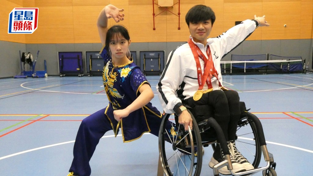 曾楚喬（左）和余俊延（右）分別就讀浸大理學士及運動產業管理文學士，浸大學生運動員支援統籌專員伍家信形容，老師們均滿意他們的表現。歐文瀚攝