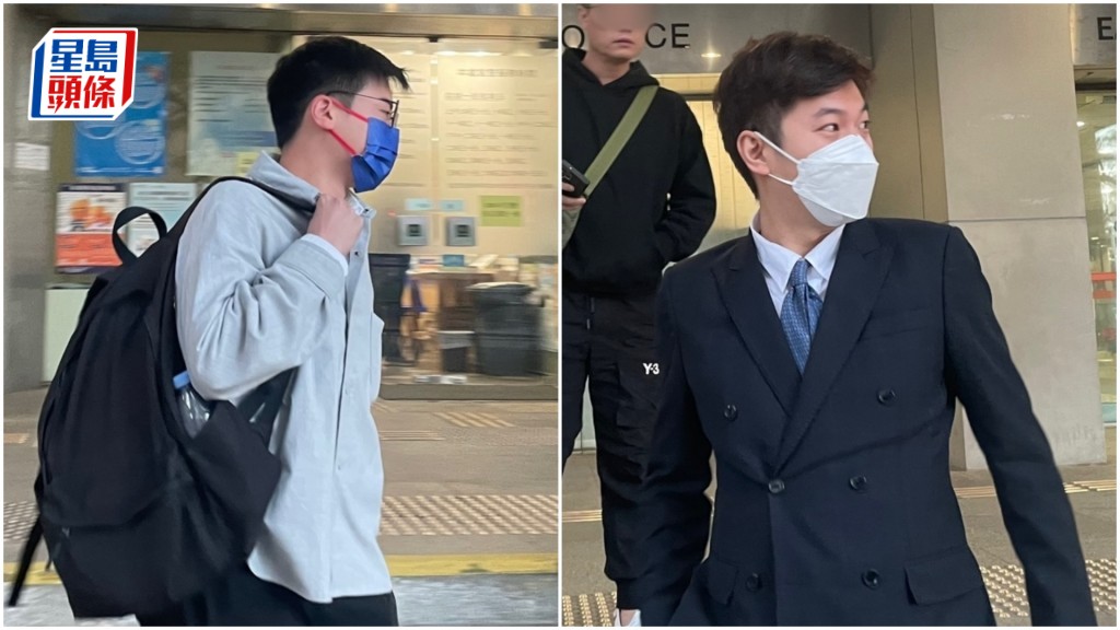 左起鄭億律和梁建豐被裁定串謀洗黑錢罪成,判囚8個月。廖凱霖攝