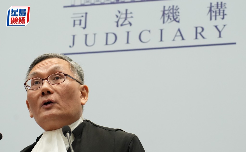 張舉能在法律年度開啟典禮後見記者。劉駿軒攝