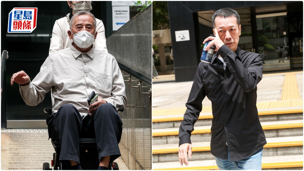 左起被告吳啟安（坐輪椅者）及廖偉倫承認串謀行賄罪候判。何家豪攝
