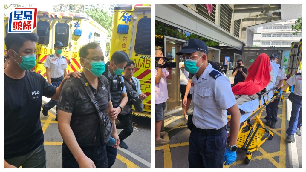 被捕的兩名男子同由救護車送院。