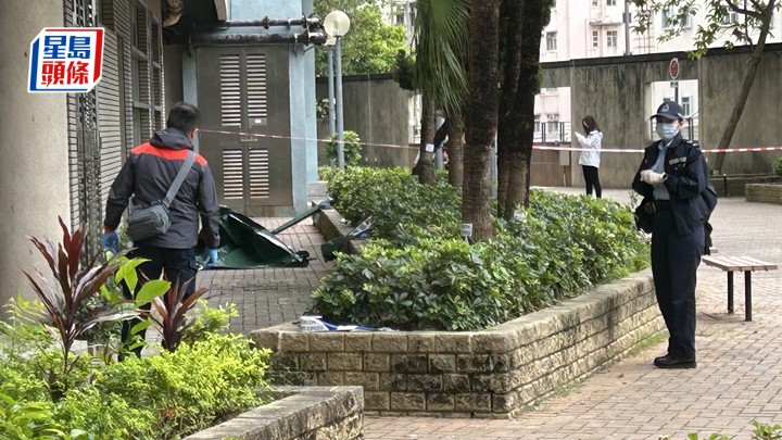 警方調查墮樓死者身份及事件原因。蔡楚輝攝