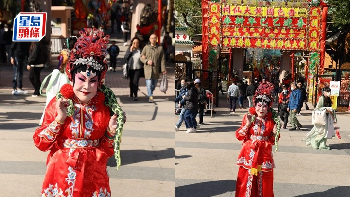 黃夏蕙扮《白蛇傳》白娘子橫行黃大仙誓上頭炷香 紅衣造型大受遊客歡迎爭相合照