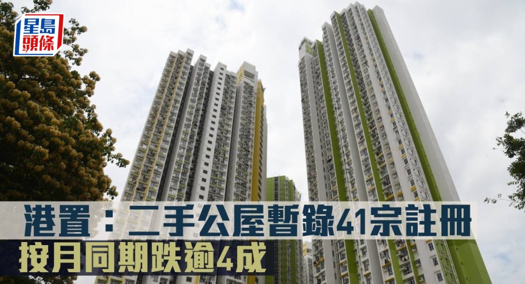港置：二手公屋暫錄41宗註冊，按月同期跌逾4成。
