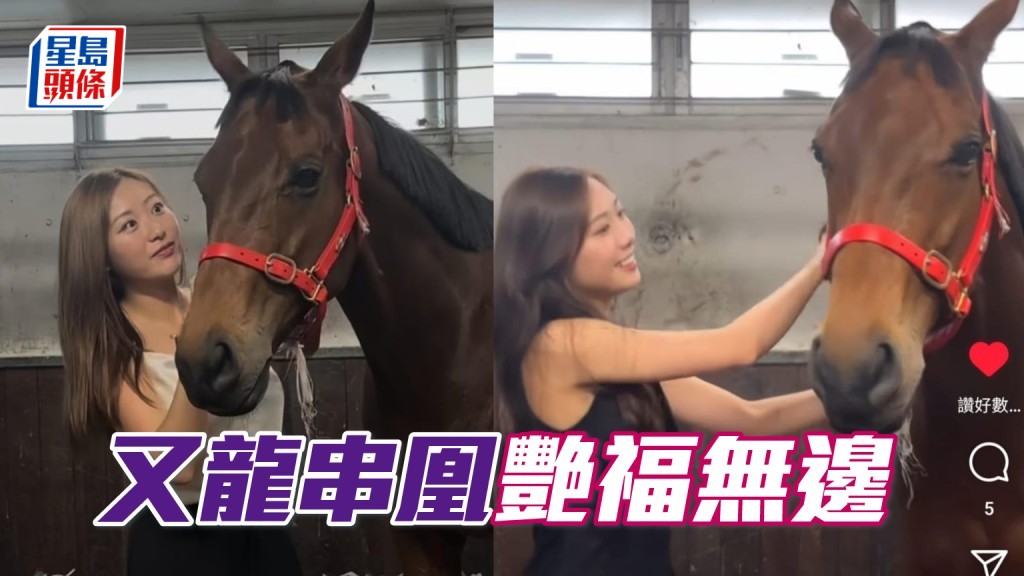 郑杞瑶 (左) 及 许倚榕 (右) 两位靓女均有为「又龙串凤」擦身，马儿真是艳福不浅呢！