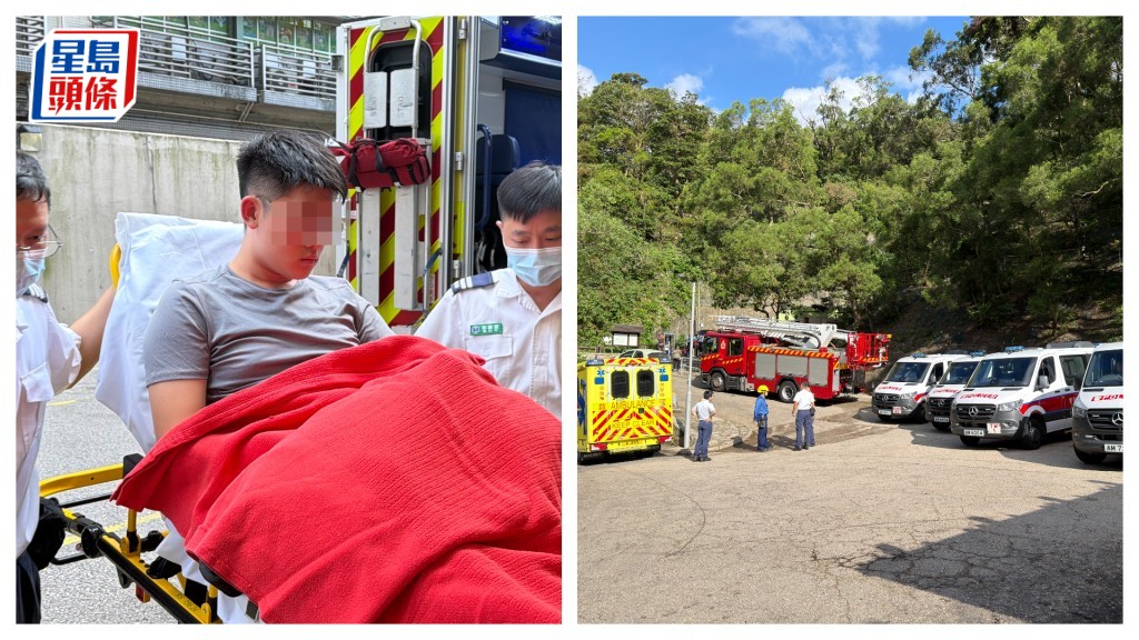 救援人員尋回17歲青年，他沒有受傷獲送院檢查。梁國峰攝