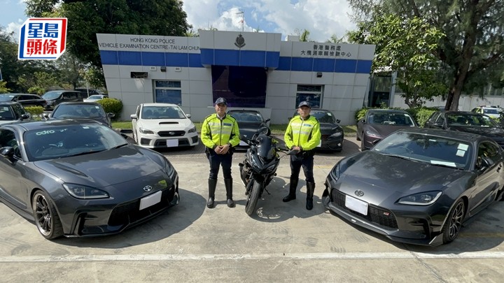 警方新界北總區交通部反非法賽車,拘捕11人扣查涉案車輛。楊偉亨攝