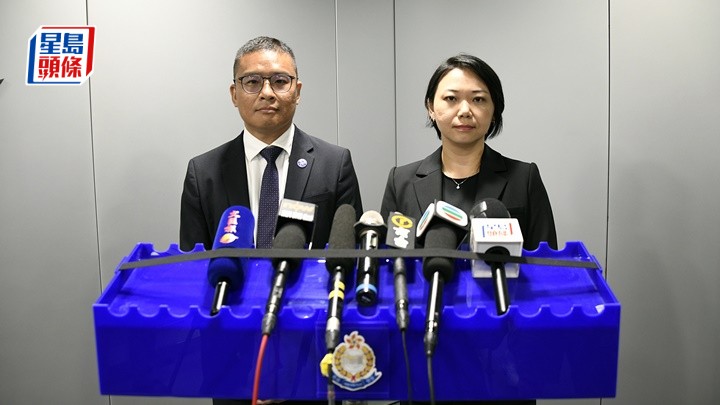 警方就判刑會見傳媒 。楊偉亨攝